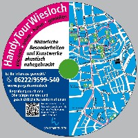 Info-Schild zur Handytour Wiesloch als Beispiel der vor-Ort-aufgehängten Schilder.
