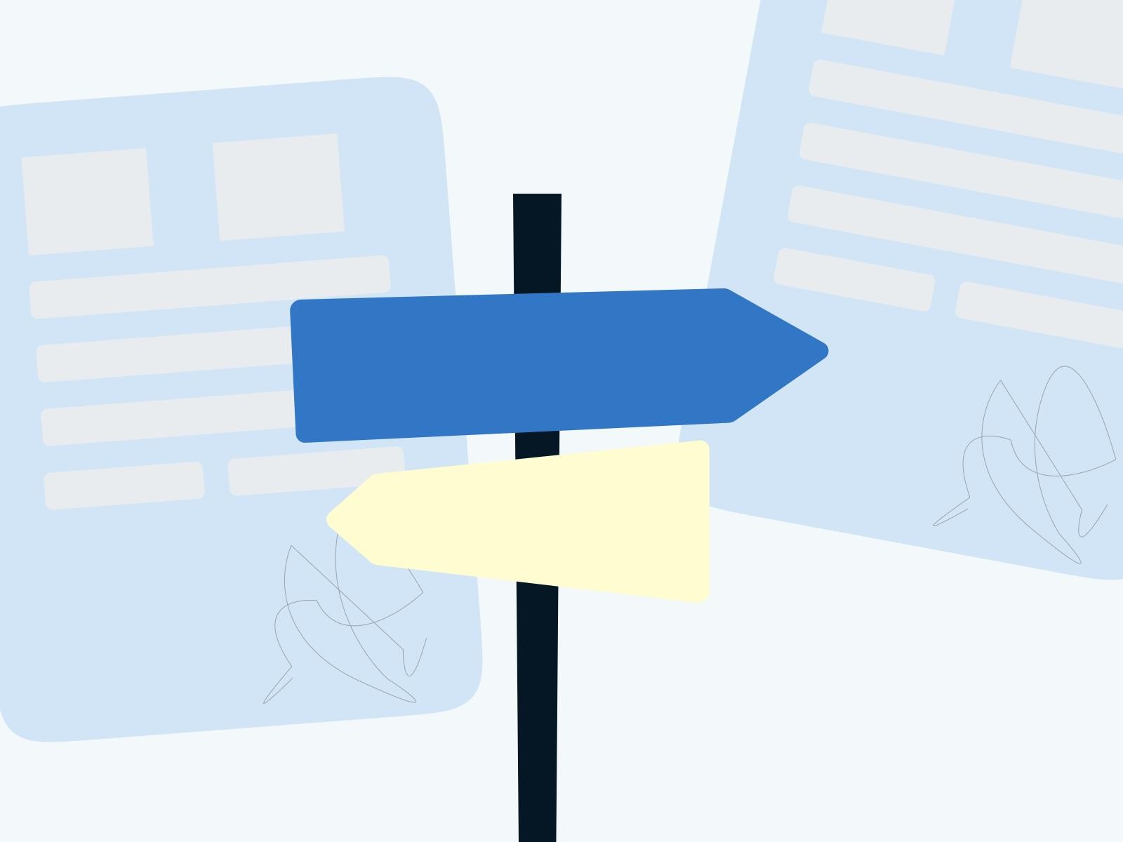 Illustration Wegweiser und Formulare