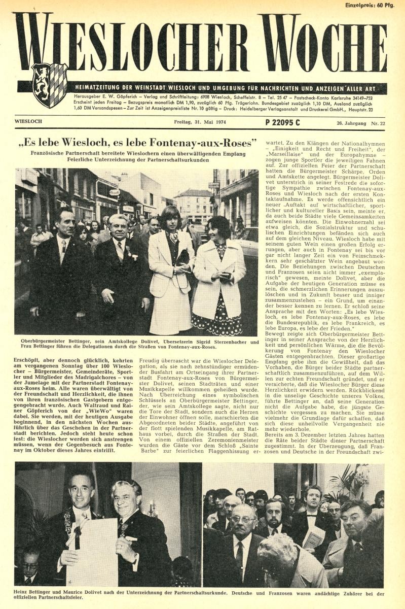 Auch in der Wieslocher Woche wurde ausführlich über dieses historisch bedeutsame Ereignis berichtet.