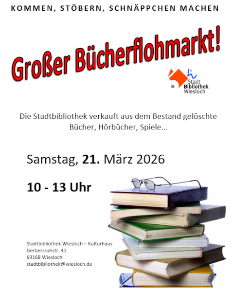 Veranstaltungsflyer zum Bücherflohmarkt