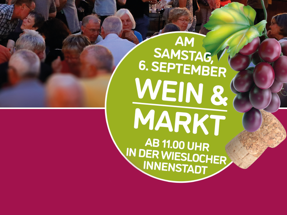 Plakatausschnitt mit Schriftzug Wein & Markt.