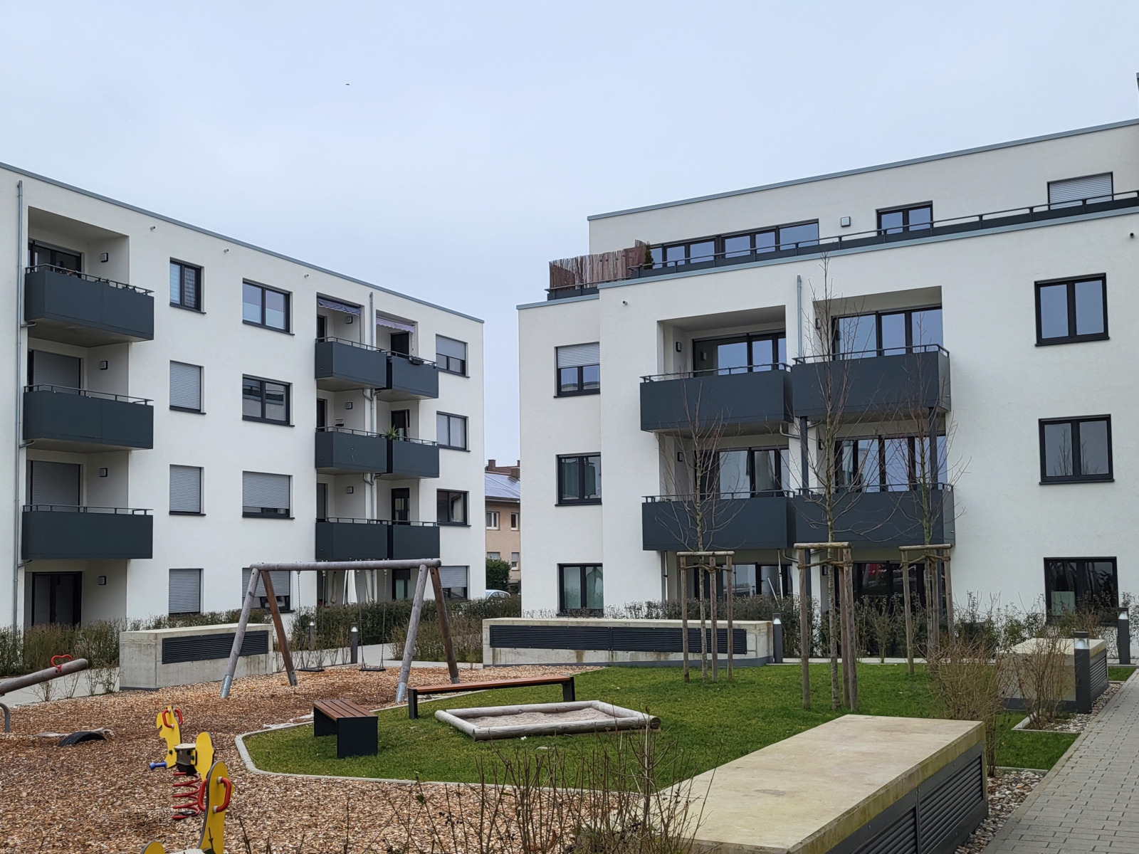 Neuer Geschosswohnungsbau des Quartiers "Zwischen den Wegen Nord".