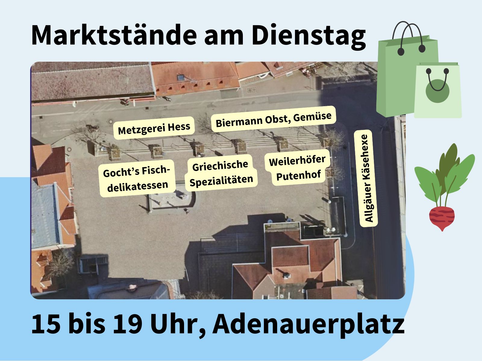 Übersichtsplan der Stände am Dienstag