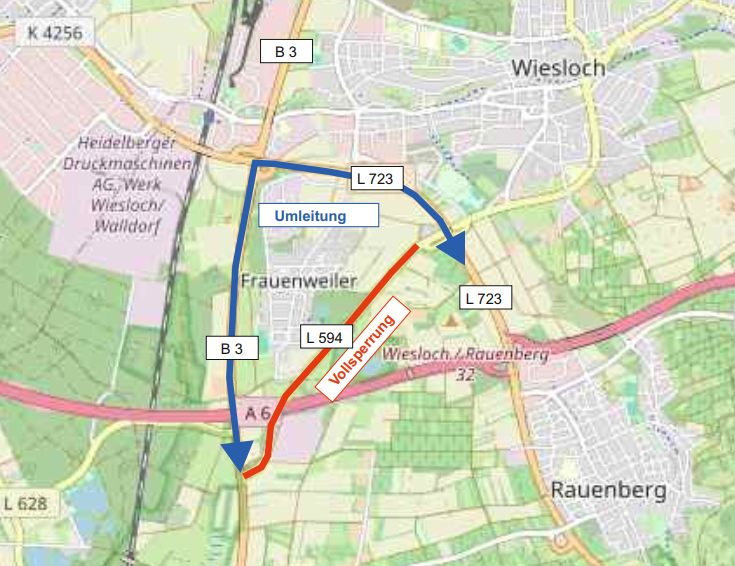 Umleitungsplan während der Vollsperrung der L594.