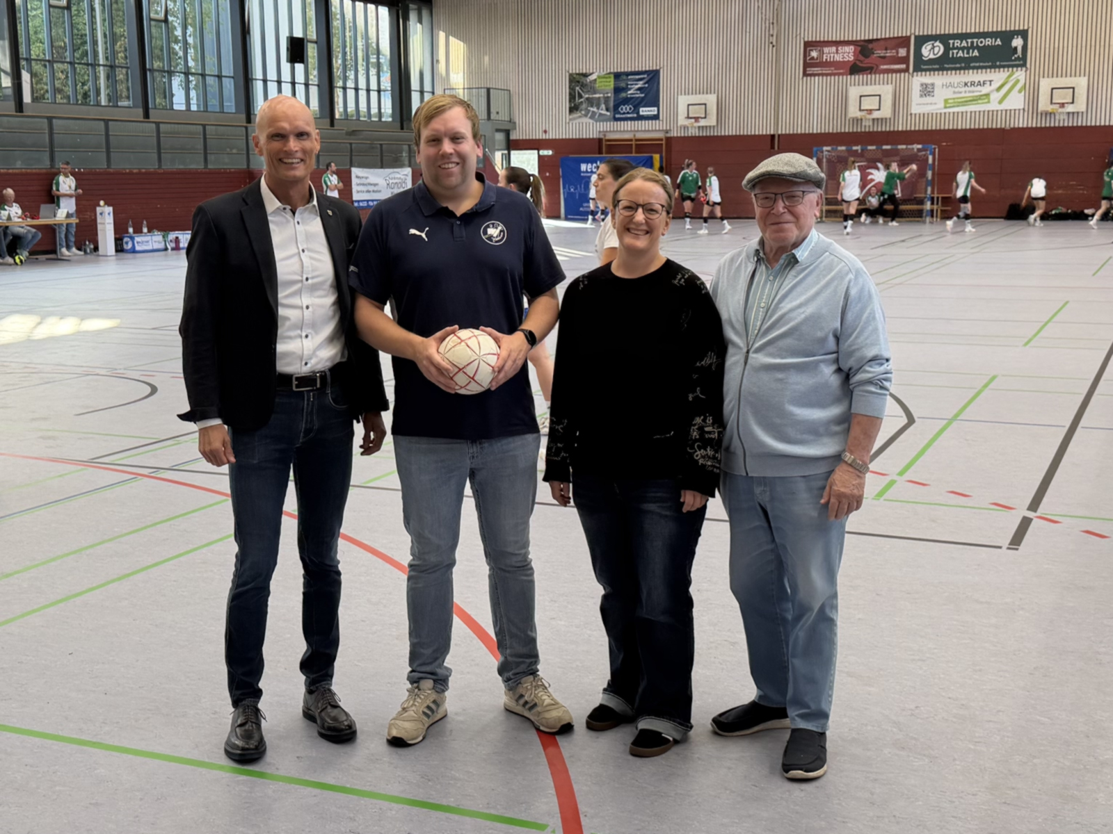 OB Elkemann, Florian Sauter (TSG Handball), Andrea Mengesdorf (Stadt Wiesloch), Manfred Walter (TSG).