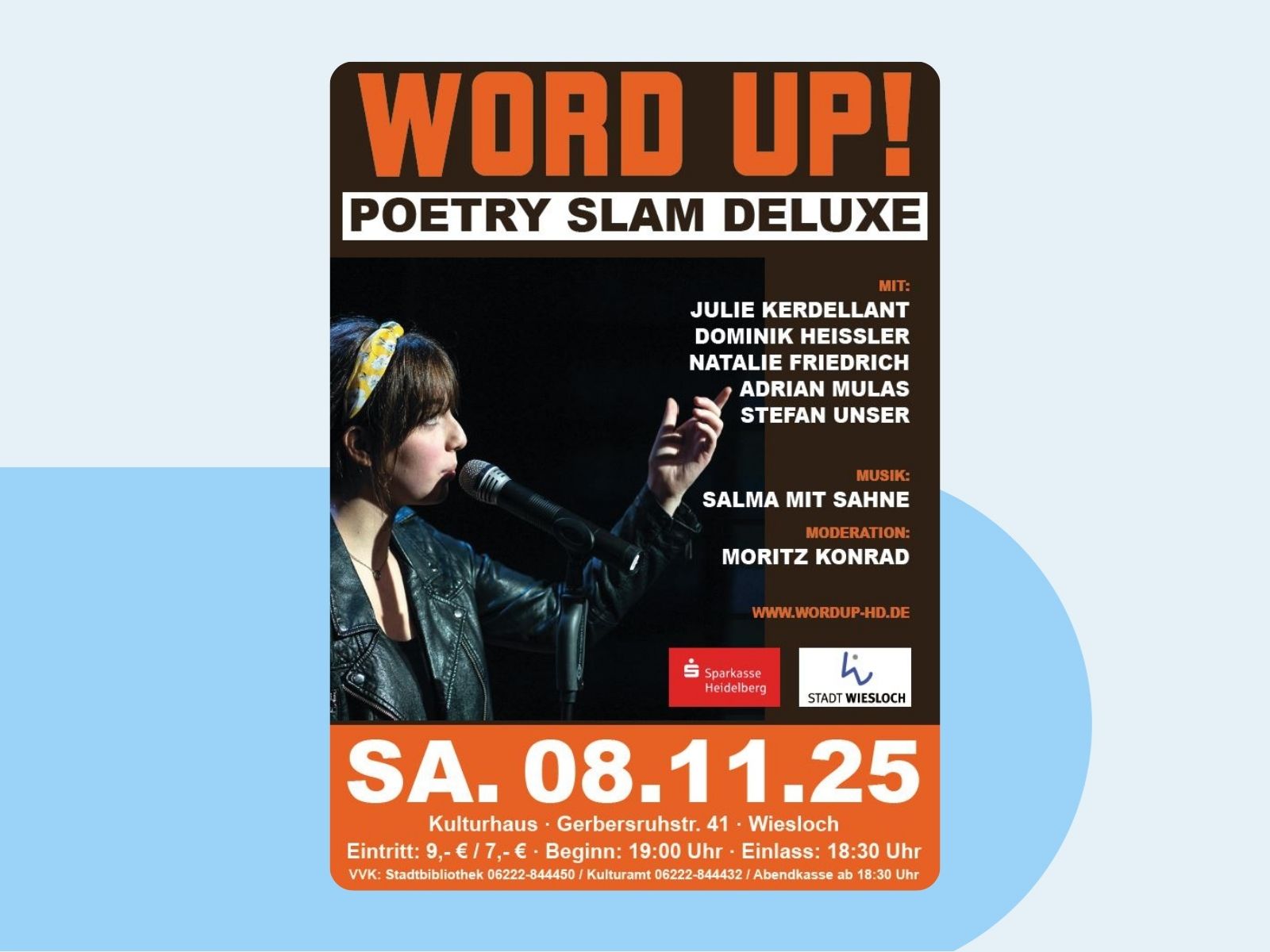 Veranstaltungsplakat zum Poetry Slam am 08.11.2025.